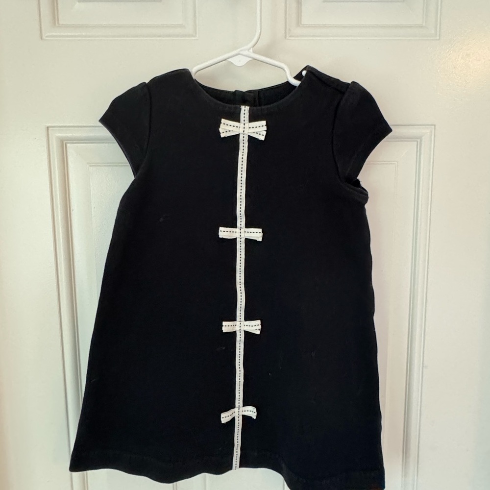 Janie and Jack Black Dress with White Bow Details